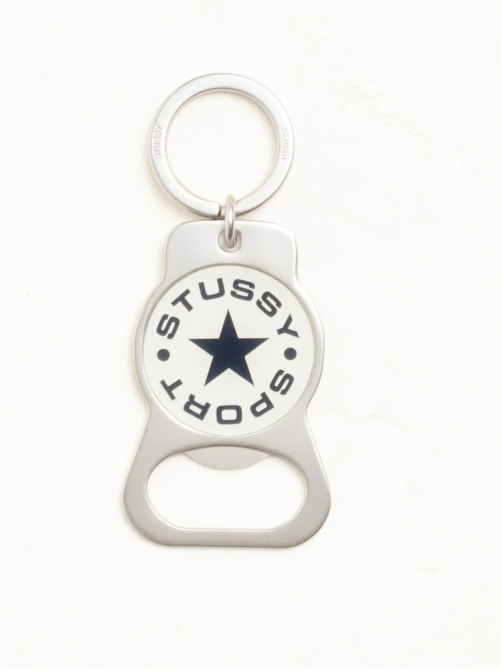 Stussy Silver Keychain Bottle Opener with Black Star Logo